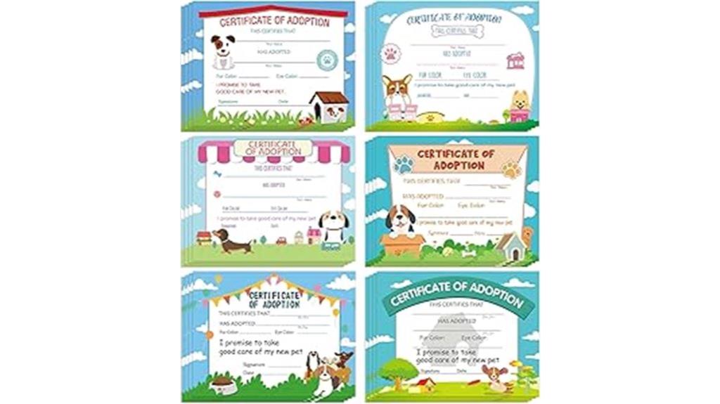 dog adoption certificate set