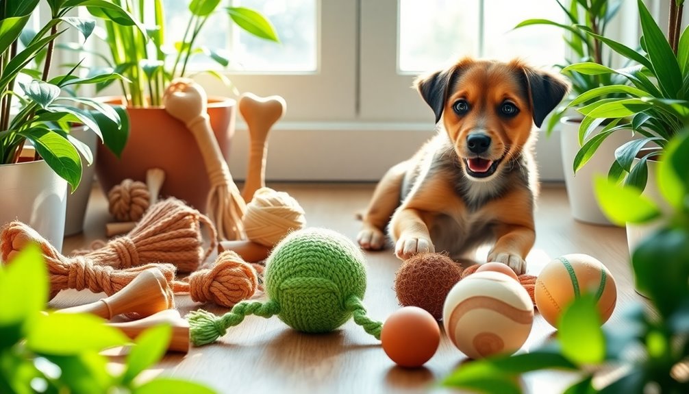 eco friendly dog toy selection