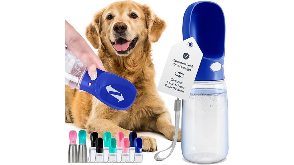 navy blue dog water bottle