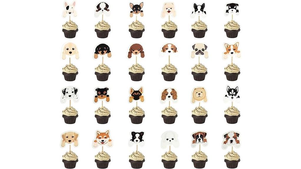 puppy themed birthday cupcake toppers