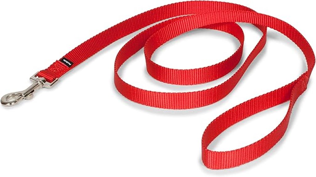 red nylon dog leash