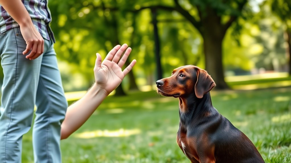 consistent hand signals and reinforcement
