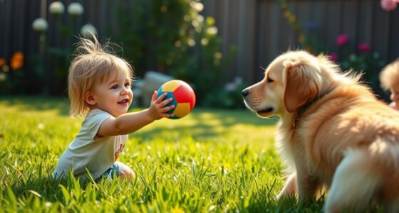 safe kid and dog play