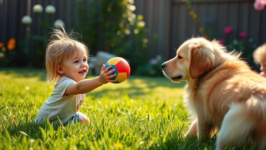 safe kid and dog play