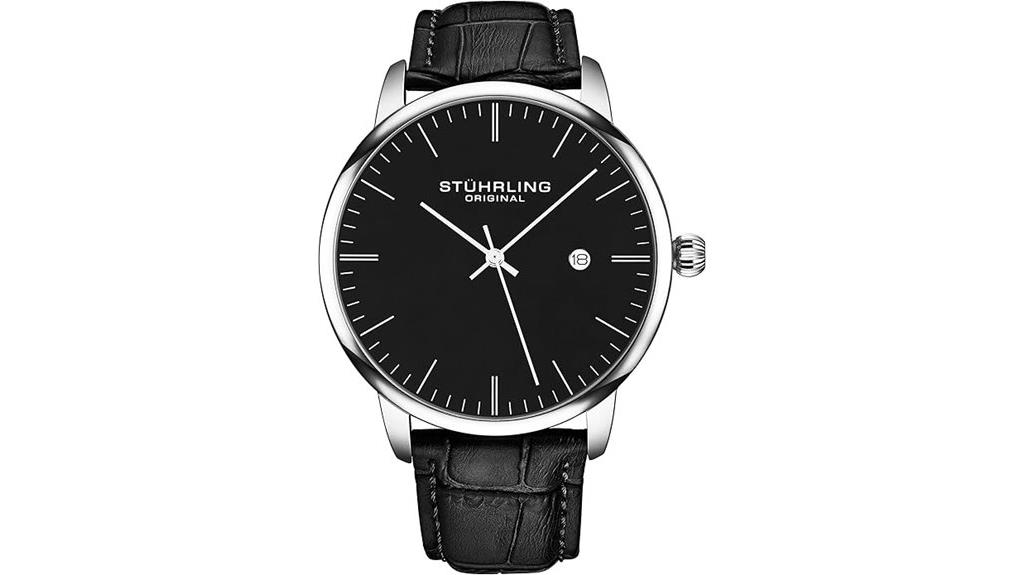 black leather strap watch