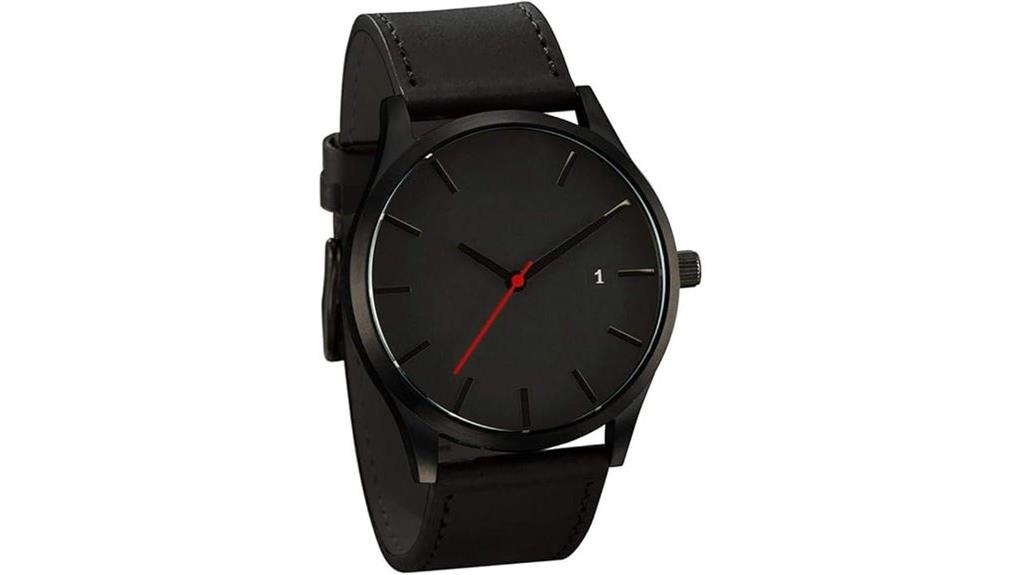 black minimalist leather watch