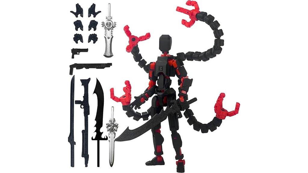black red movable figurines