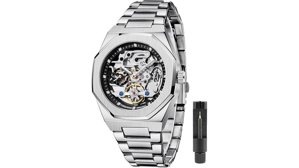 blue steel skeleton watch