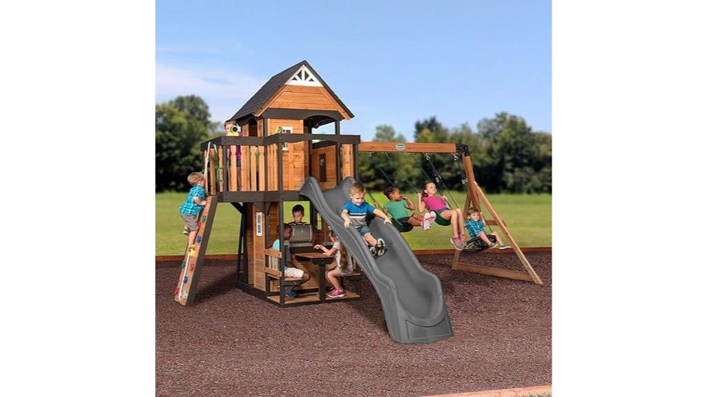 cedar playset with slides