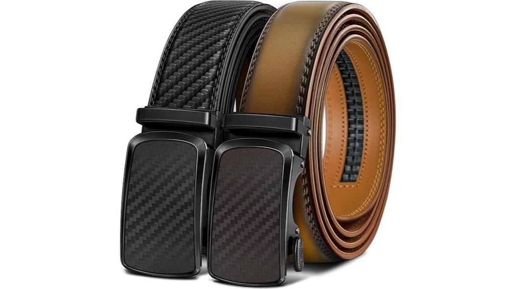 dual adjustable leather belts