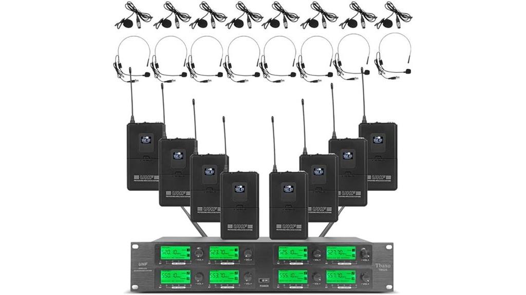 eight lavalier wireless microphones