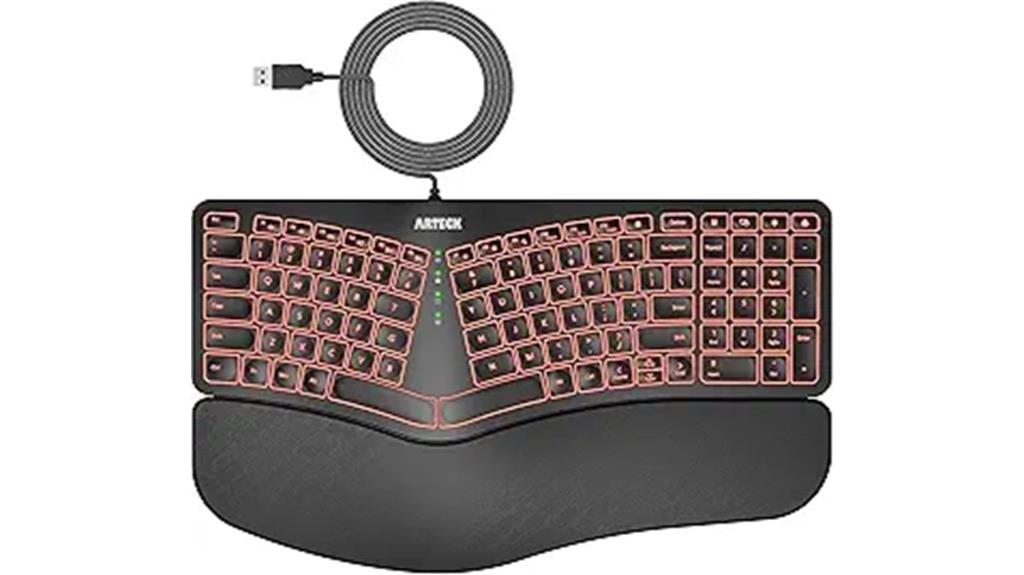 ergonomic keyboard with wrist rest