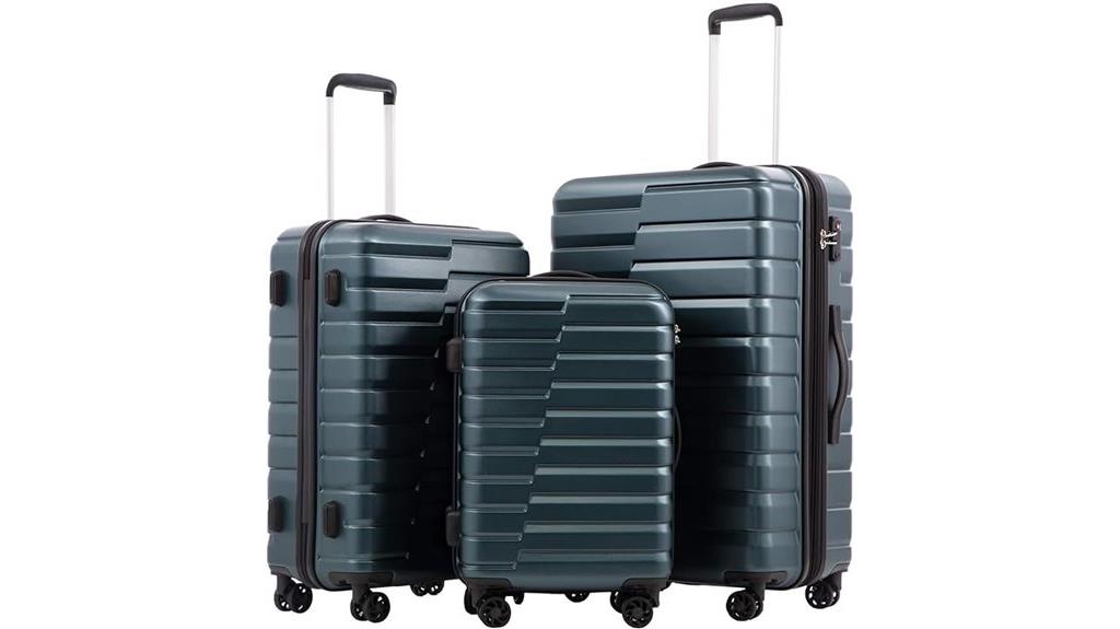 expandable teal blue luggage