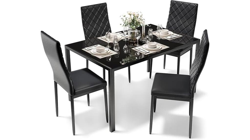 four person glass dining set