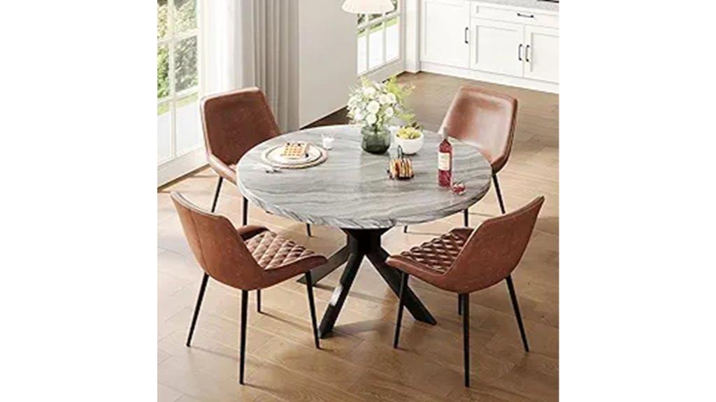 marble round dining set