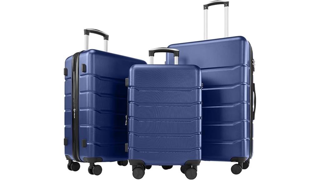 navy blue travel luggage