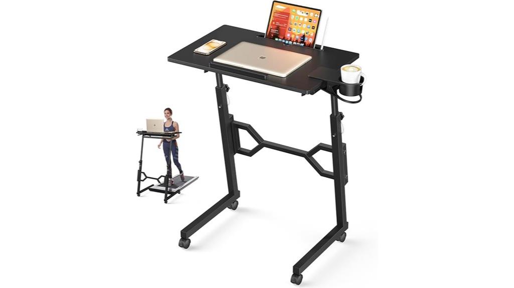 portable wheeled treadmill desk