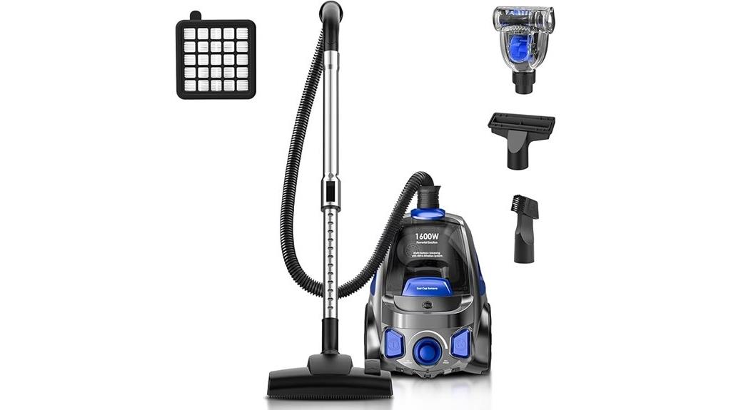 powerful bagless canister vacuum