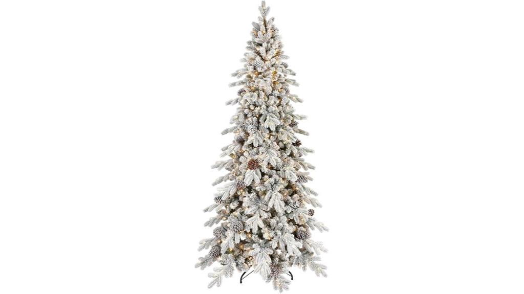 six foot snow flocked fir
