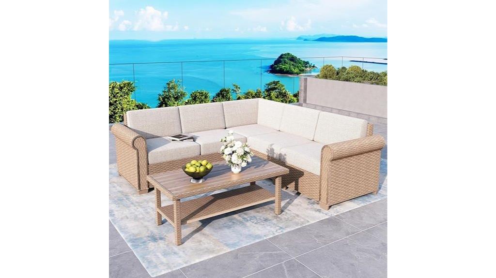 six piece wicker patio set