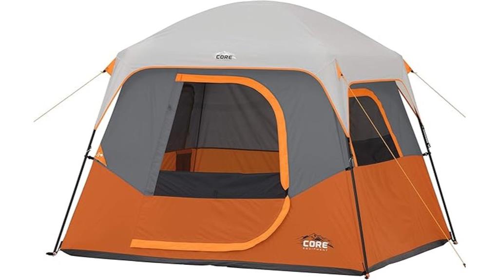 spacious four to six person tent