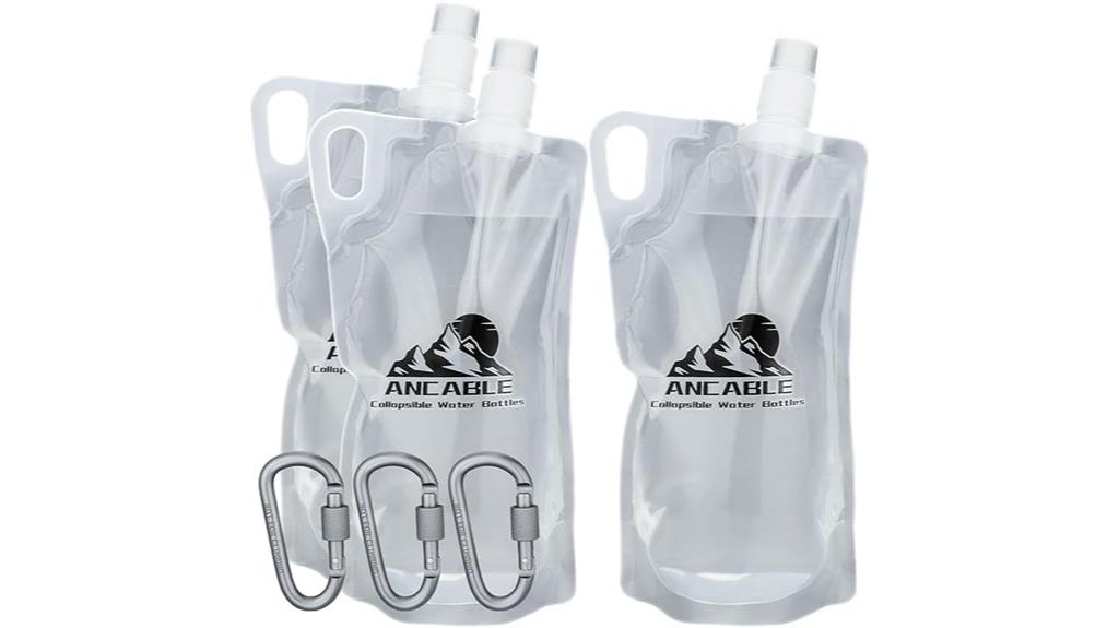 three 33oz foldable bottles