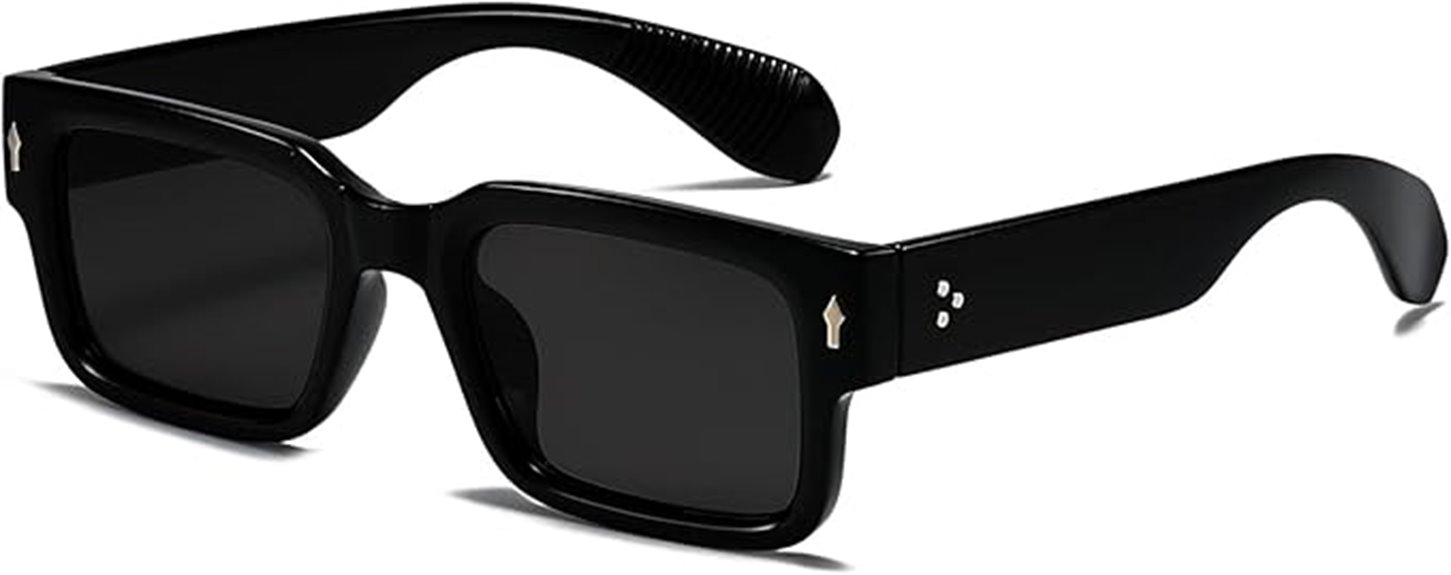 trendy black rectangle sunglasses