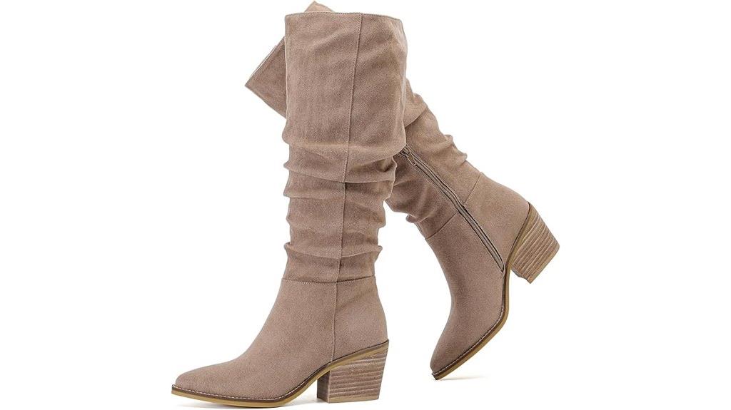 wide calf chunky heel