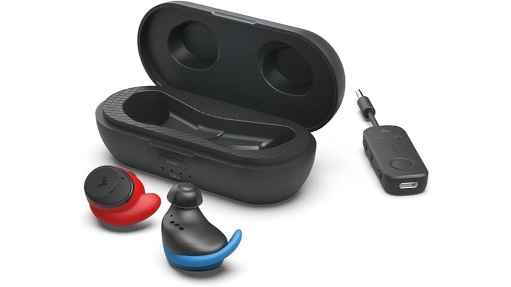 wireless earbuds with flight adapter