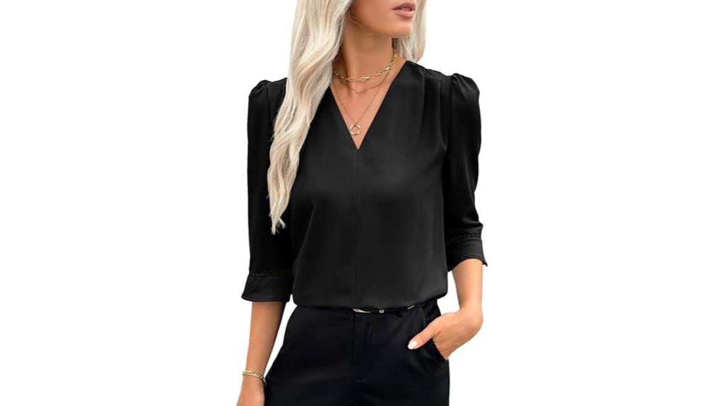 women s pleated v neck blouses