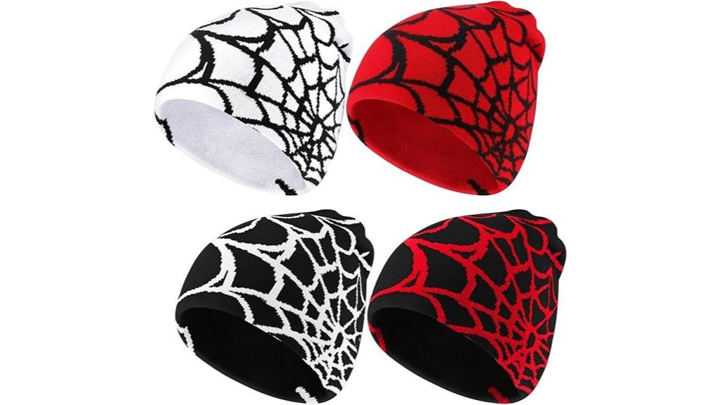 y2k beanies with spiderweb