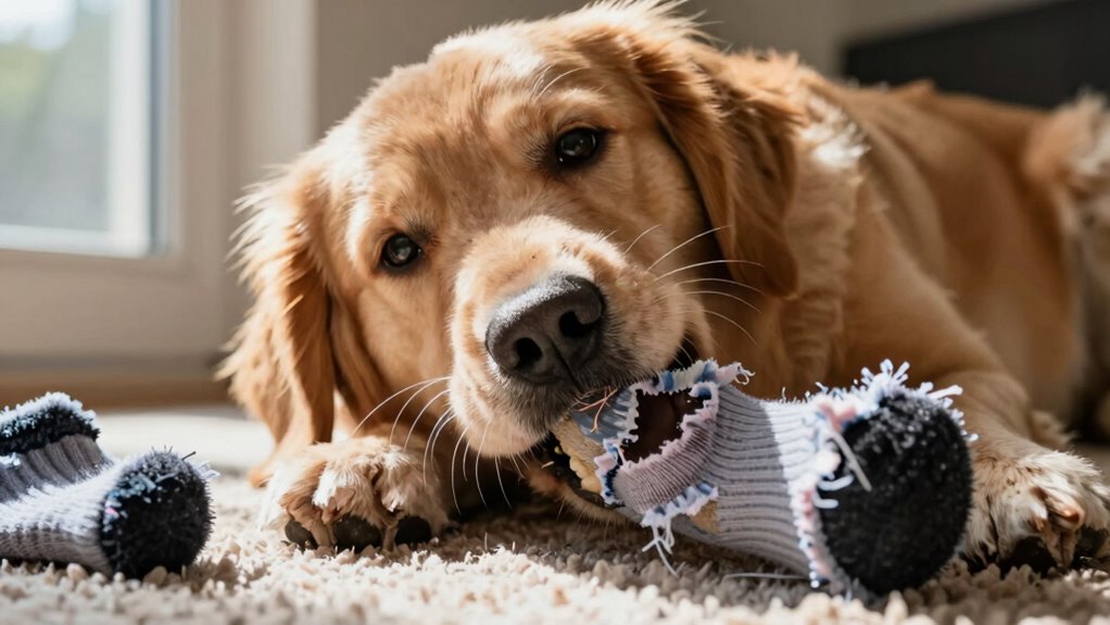 dog chewing dangerous objects