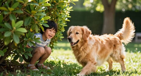 kids and dogs playfully train