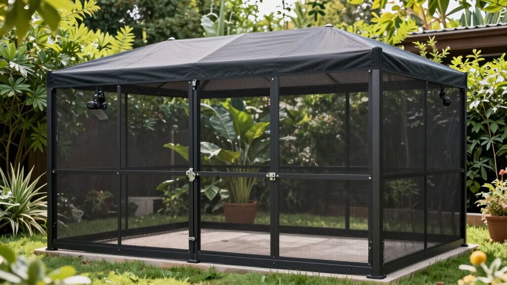 secure catio with shade